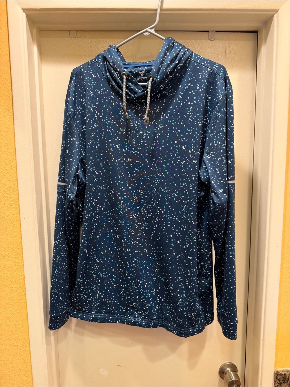 Men's Navy Speckle Cowl Neck Hoodie